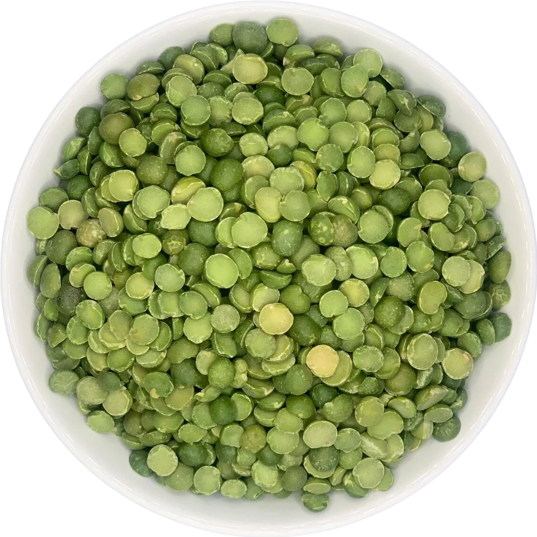 Green split peas from TFB Trading in a white bowl