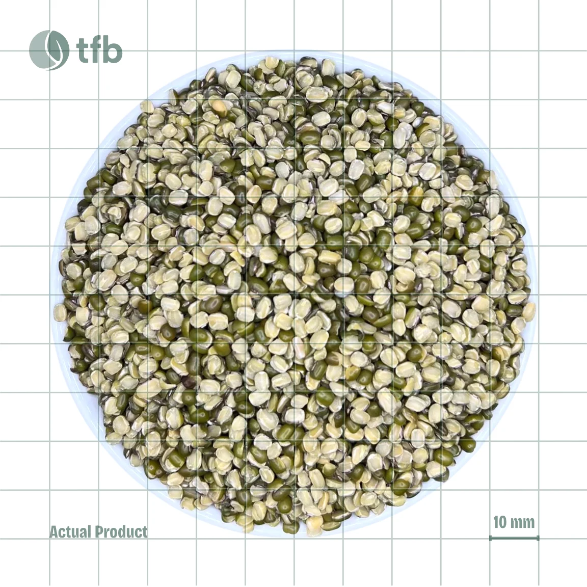 Mung Chilka in a white bowl with measuring grid