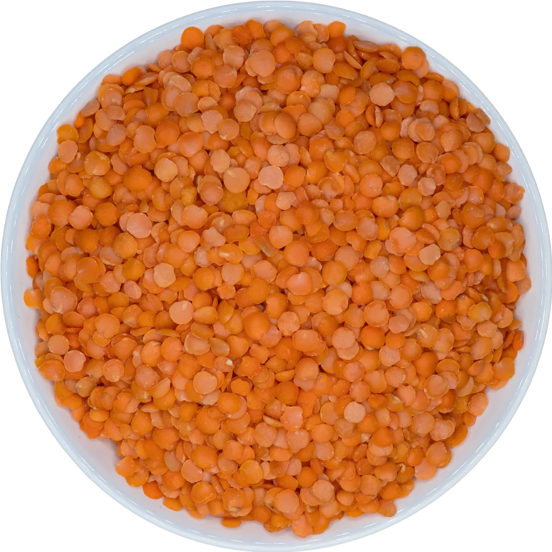 Red split lentils from TFB Trading in a white bowl