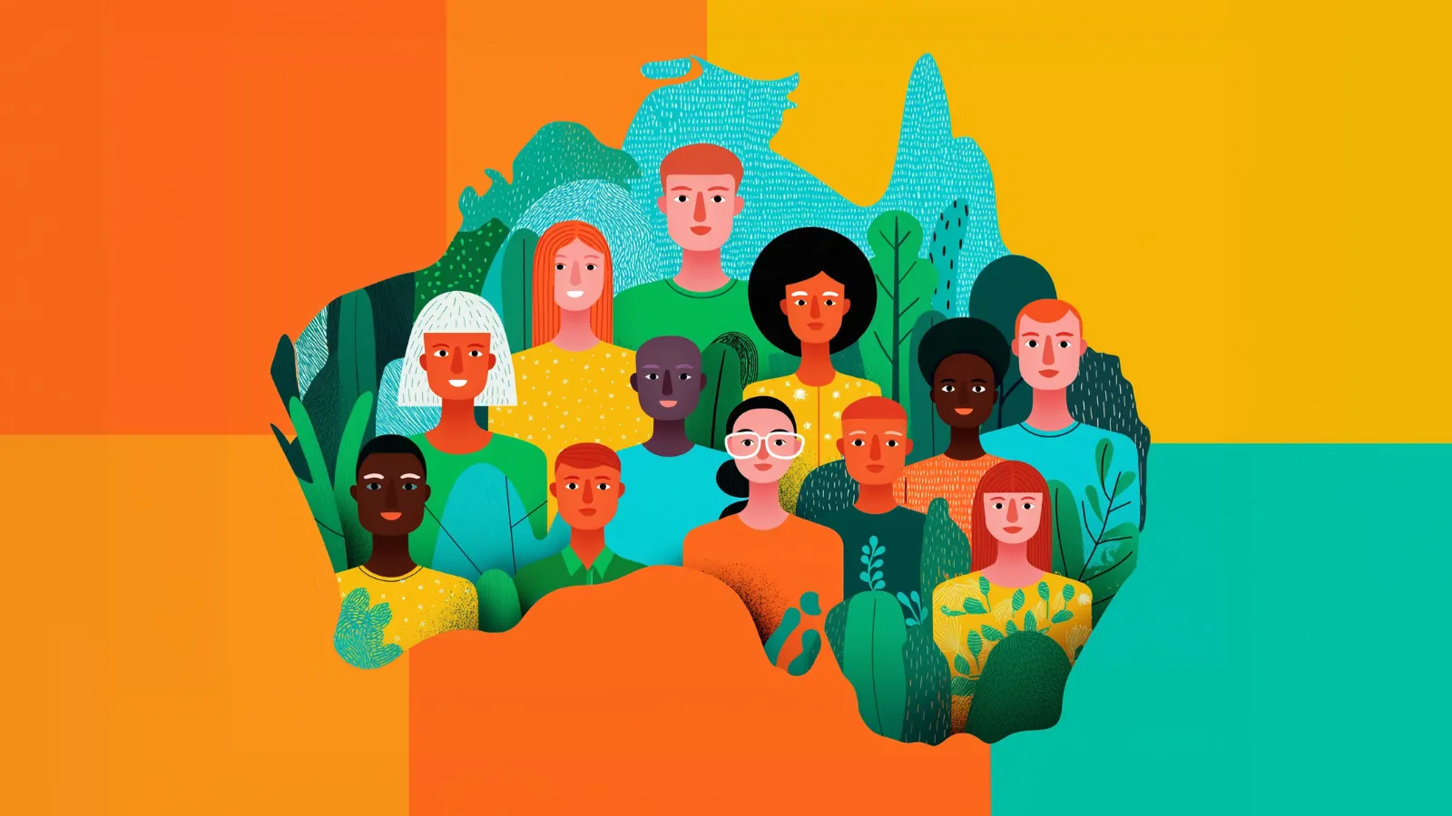 Australia map with different language speakers