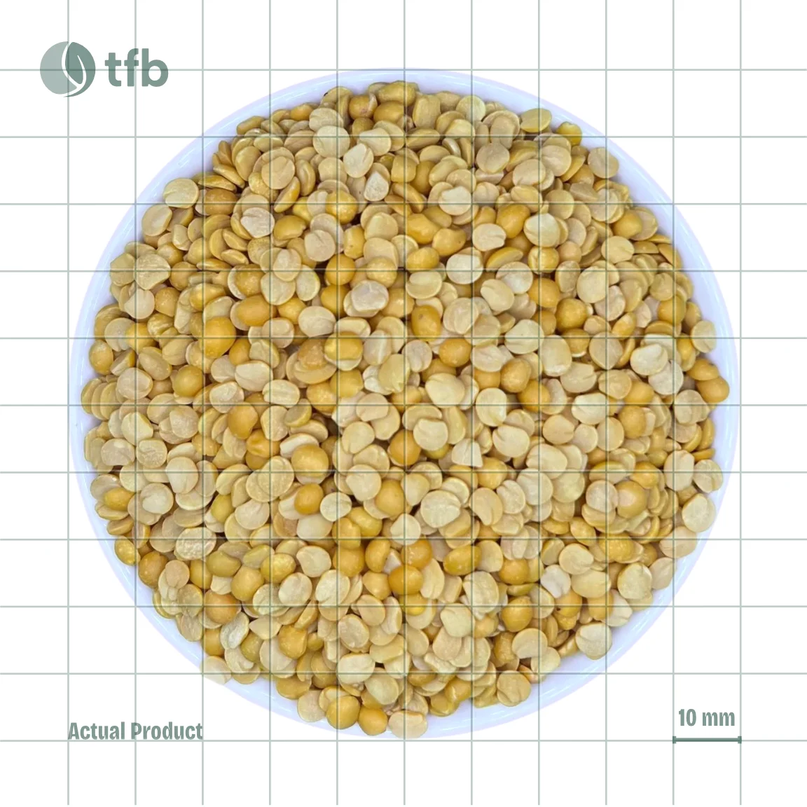 Toor dal in a white bowl with measuring grid